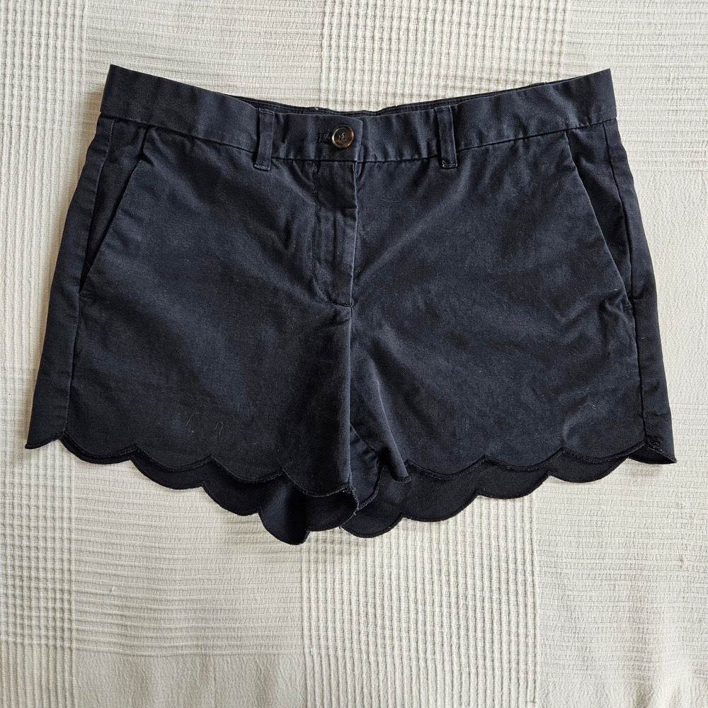 Gap Black Scallop Hem Twee Chino Shorts Cotton Twill 90s Minimalism Women 2